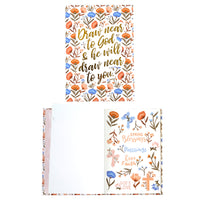 160Sht/320Pge Bookbound Journal W/Htstamp&2 Sticker Shts,Religious Near God Floral 8.5"Lx6"W