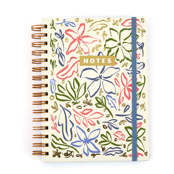 160Sht Hot Stamp Chunky Spiral Journal W/Inside Pocket, Multicolor Floral Notes, 8.5"X6.25"