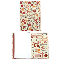 160Sht/320Pg Bookbound Journal W/Hot Stamp,2Sht Stickers,Religious Artdeco Floral, 8.5"Lx6"W