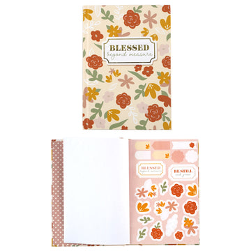 160Sht/320 Pg Bookbound Journal W/Hot Stamp,2Sht Stickers,Religious Blessed Floral 8.5"Lx6"W