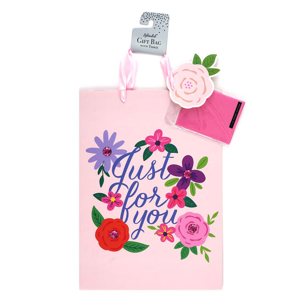 Extra Large Just For You Floral Gem Gift Bag, With Tissue