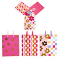 3Pk Large Pink Geometric/Floral Hot Stamp Gift Bags, 3 Designs