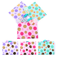 3Pk Horizontal Large All Occasion Varigated Dot Party Hot Stamp Gift Bags, 3 Designs