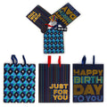 3Pk Large Birthday Navy Party Hot Stamp Gift Bags, 3 Designs