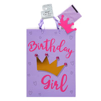 Extra Large Birthday Girl Gold Crown & Gems Gift Bag, With Tissue