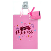 Extra Large Pink Princess Party Hot Stamp & Gems Birthday Gift Bag, With Tissue