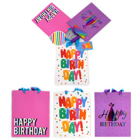 3Pk Large Birthday Happiness Hot Stamp/Glitter Gift Bags, 3 Designs