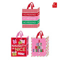 3Pk Large Christmas Gift Bags W/Hot Stamp-Glitter, Get Ready For Santa, 3 Designs