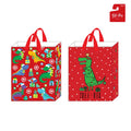 2Pk Extra Large Christmas Gift Bags With Glitter, Dino Holiday