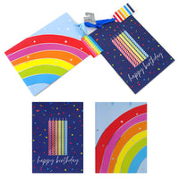 2Pk Extra Large Birthday Candles/Rainbow Hot Stamp Gift Bags, 2 Assorted Designs