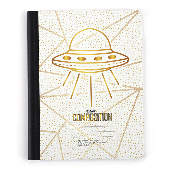 130 Sheet Composition Notebook, Spaceship, 9.75 X 7.5"