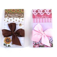 240 Sht 4Pk Note Pads Set W/Ribbon, Floral\Bee Happy Multi Size Pads, 8"L X 4"W, 2 Designs