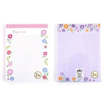 2Pk 80 Sheet Floral Party Legal Pads 11.5"L X 8.5"W, 2 Designs