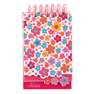 180 Sheet Tiered Spiral List Pad W/Hot Stamp, Flower Power, 6.875" X 4"