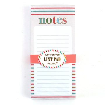 180 Sheet Notes Stripes Magentic List Pad, 8.5" X 4"