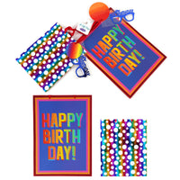 2Pk E/L Birthday Platinum Elite Hot Stamp Party Dots/Colorblock Gift Bags W Paper Eyeglasses