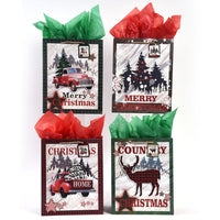 4Pk Medium Christmas Lodge Pop Layer Bag, 4 Designs