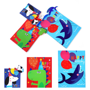 3Pk M/L/E Animal Partytime Hotstamp/Glitter/Googleye Premium Plus Bag, 3 Designs