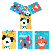 3Pk Large Sweet Animal Partytime  Glitter Premium Plus Bag, 3 Designs