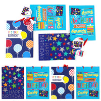 2Pk Extra Large Birthdy Ballons&Stars Party Hot Stmp/Gliter Premium Plus Bag, 3 Designs