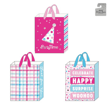 Large Pinky Party Hot Stamp/Pop Layer Gift Bag, 3 Designs