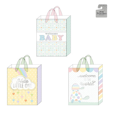 Large Baby Dots/Hearts/Turtles Hot Stamp/Glitter Gift Bag, 3 Designs