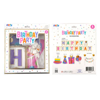 6Pc Party In Box Set/White Box, 1Pk Paper Banner, 4Pk Paper Cutouts, 1Pk Paper Cake Topper