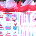 Large Birthday Happiness Matte W/Glitter Gift Bag 4 Designs