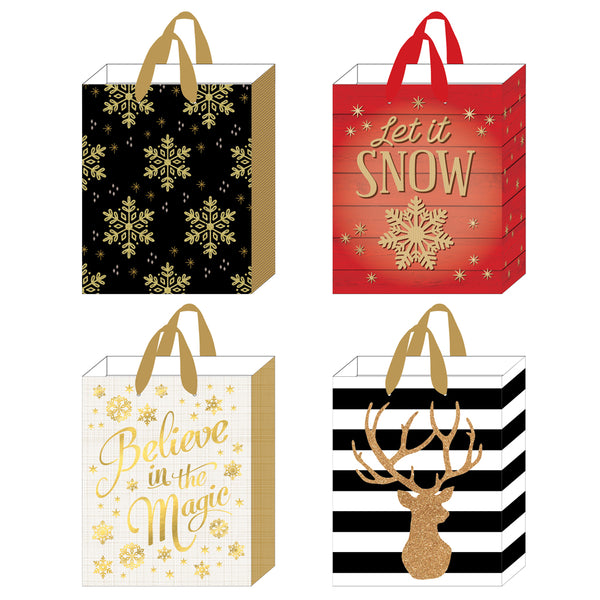 Large Snowflakes For Christmas Hot Stamp/Glitter Bag , 4 Designs