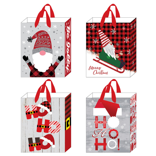 Large Ho Ho Gnomes Christmas Glitter/Hot Stamp Bag, 4 Designs