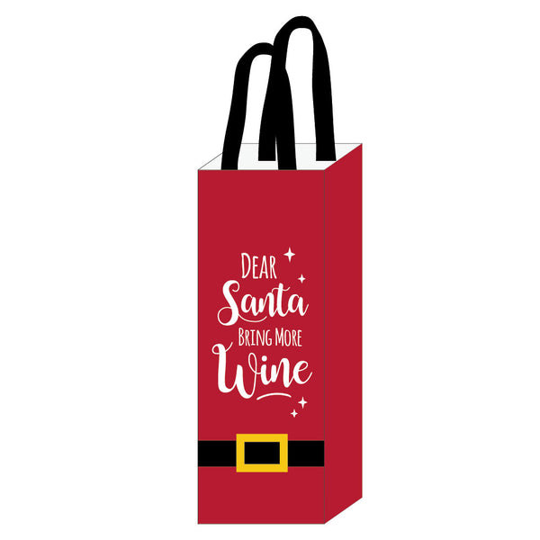 Christmas Dear Santa Canvas Wine Bag With Inside Lamination 5" X 14" X 5"