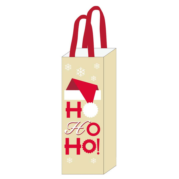 Christmas Hohoho Canvas Wine Bag With Inside Lamination 5" X 14" X 5"