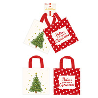 2Pk Christmas Tree/Believe Canvas Tote Bag With Inside Lamination 7" X 7" X 4"