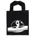 Canvas Tote Bag W Glitter & Inside Lamination, 10" X 11" X 6" Alien Cruising