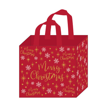 Christmas Greetings Canvas Tote Bag With Inside Lamination 11" X 10" X 6"