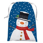 Christmas Snowman Face Tapestry With Lurex Drawstring Bag 14" X 18"