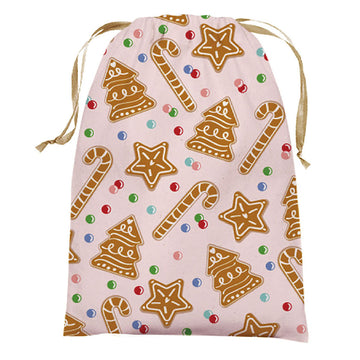 Christmas Cookies On Pink Background Chenille Drawstring Bag 14" X 18"