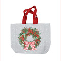 Christmas Berry Wreath Chenille With Lurex Tote Bag 16" X 16" X 6"