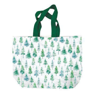 Christmas Green Trees Tapestry With Lurex Tote Bag 16" X 16" X 6"