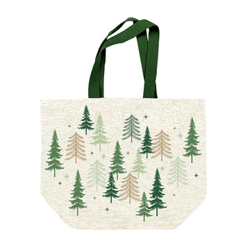 Christmas Green Trees Chenille With Lurex Tote Bag 23" X 18" X 9"