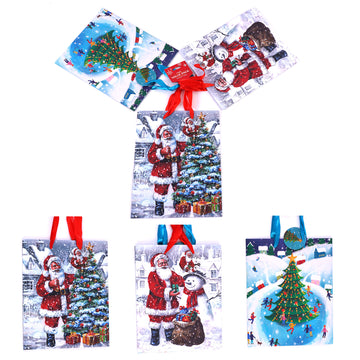 3Pk Large Snowy Christmastime Printed Bag, 4 Designs