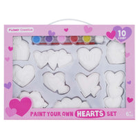 10Ct Paint Your Own Hearts Set With 6 Paint Pots And Paint Brush