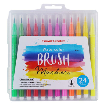 24 Pc Soft Head Brush Tip Pens, 24 Colors