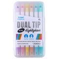 6Ct Dual Tip Chisel & Fine Tip Highlighters In Reusable Case