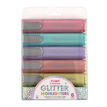 6Ct Pastel Glitter Highlighters