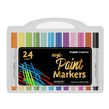 24Ct Acyrlic Paint Markers In Reusable Case