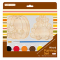 2Ct Harvest Wood Paint Set With 6 Paint Pots And Paint Brush