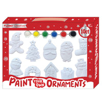 10Ct Paint Your Own Christmas Ornaments Set With 6 Paint Pots And Paint Brush