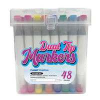 48Ct Dual Tip Chisel & Fine Tip Markers In Reusable Case With Handle