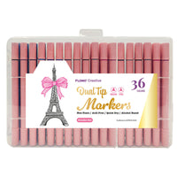 36Ct Dual Tip Broad & Fine Tip Markers With Pink Barrel In Reusable Case